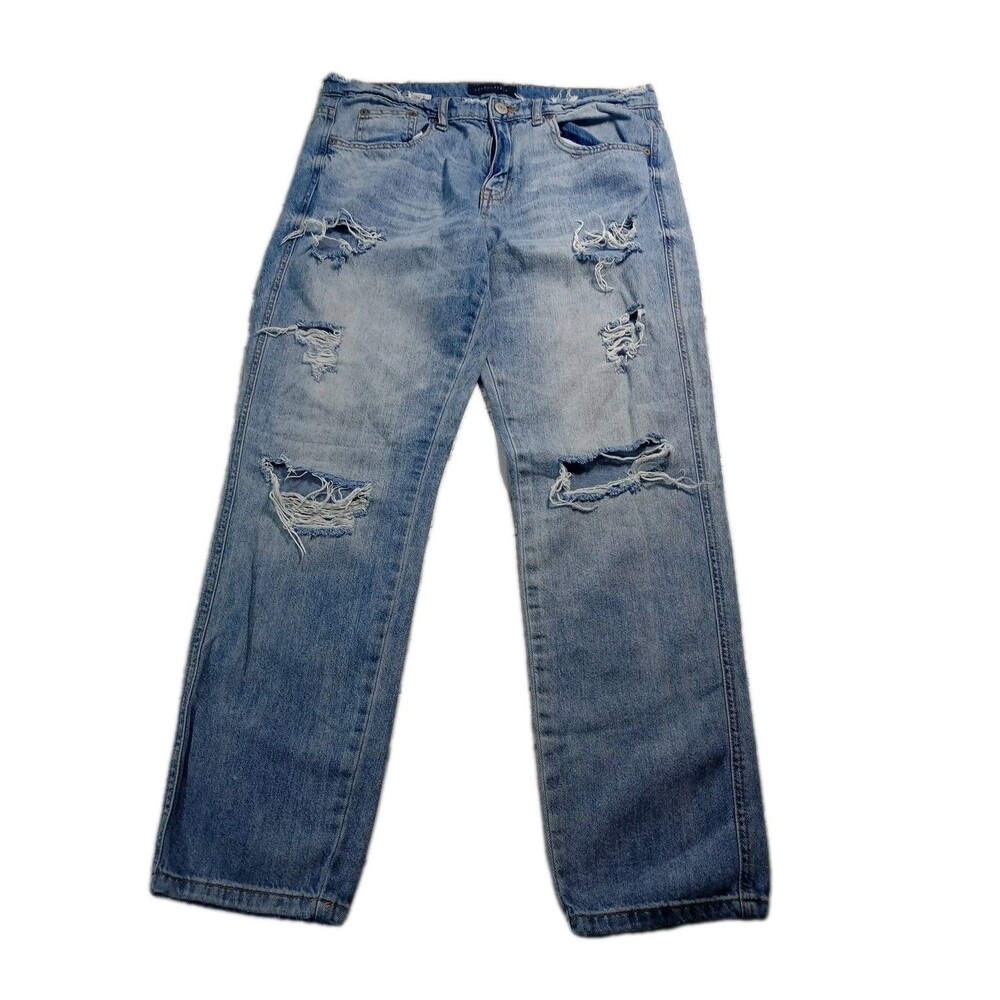 Aeropostale Boyfriend Jeans Women’s Size 10 Distressed Ripped Stone Wash Denim - Picture 2 of 15
